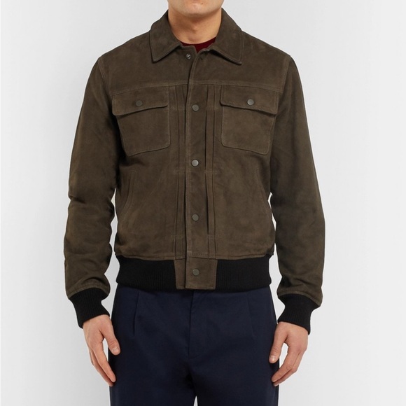 Club Monaco Other - Club Monaco Suede Trucker Jacket Ribbed Elastic